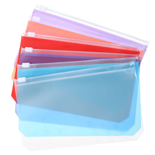 12Pcs Zipper Binder Pockets PVC Binder Zipper Folders Loose Leaf Bags Document