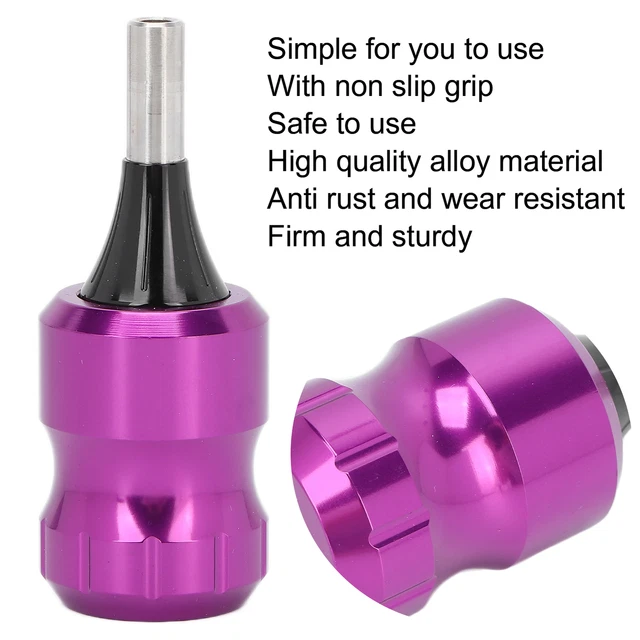 Empuñaduras de cartucho de aluminio (púrpura) 32 mm agarre de máquina de tatuaje con 3,3 pulgadas