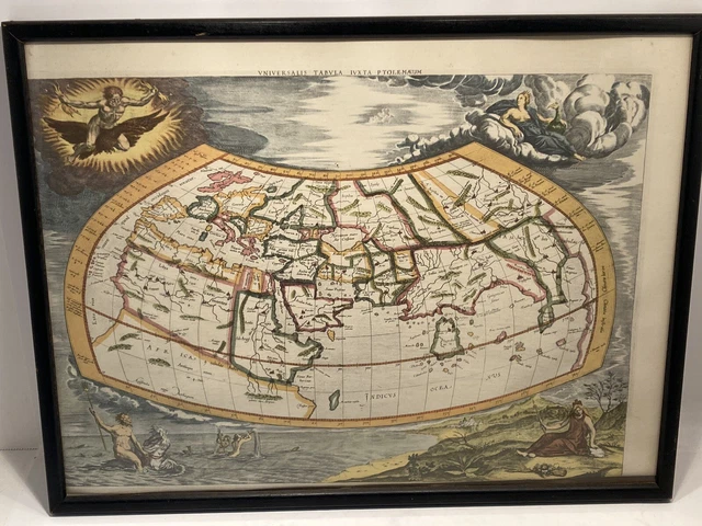 VNIVERSALIS TABVLA IVXTA PTOLEMAEUM Universalis Map Framed Reproduction ~19"x14"