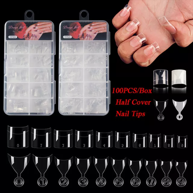 100 Pièces/Boîte Ongles Conseils Naturel/Clair Court Ongles Faux Art Ongles F