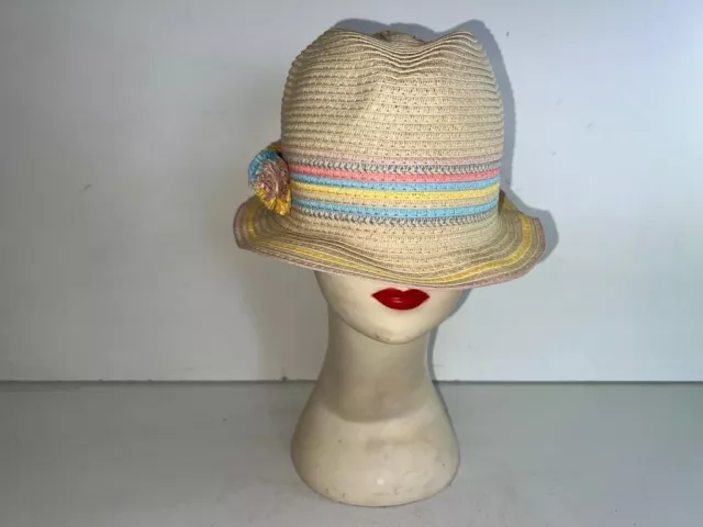 M&S Girls Wide Brim Summer Sun Holiday Beach Hat Uk Size One Ols-Ht010