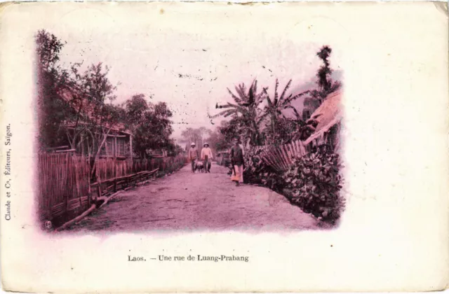 PC CPA LAOS, INDOCHINA, UNE RUE DE LUANG PARABANG, Vintage Postcard (b20881)