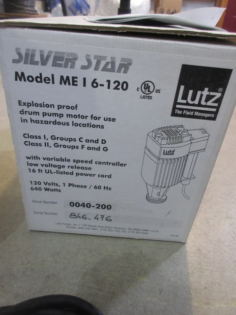 Lutz Drum Pump Motor ME I 6-120 MEI6-120V Silverstar (Refurbished) 2
