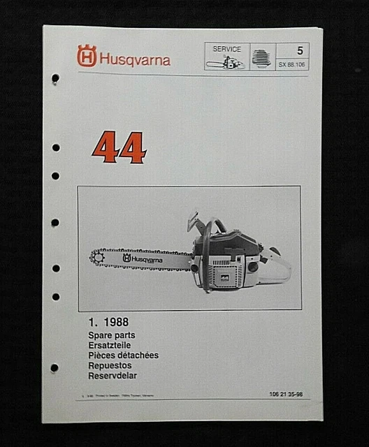 GENUINE HUSQVARNA MODEL 44 Chainsaw Parts List Catalog Manual Original
