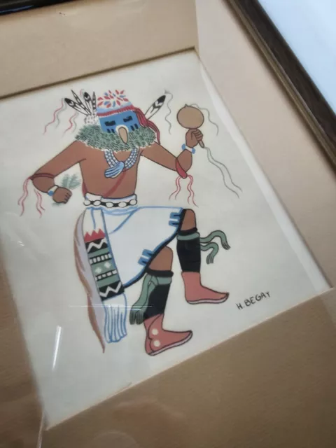 Framed Silkscreen - Navajo "Watersprinkler Yei" By Harrison Begay