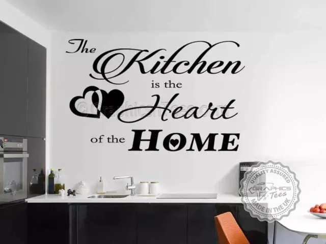Kitchen Wall Sticker, Kitchen is Heart of Home Family Wall Quote Decor Decal