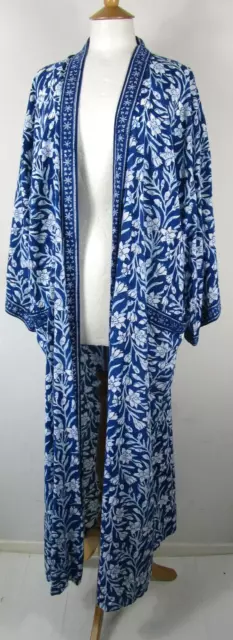 Abito kimono floreale vintage penny blu semplice taglia unica