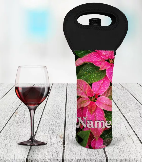 Personalised Christmas Flowers Wine Bottle Cooler Carry Bag - Christmas Gift