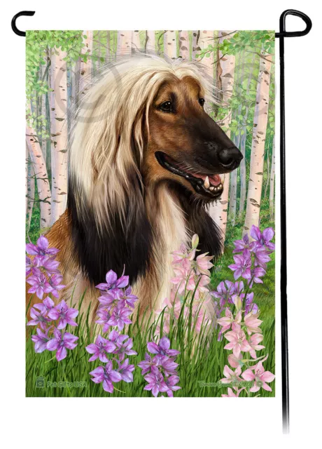 Spring Flowers Garden Flag - Afghan Hound