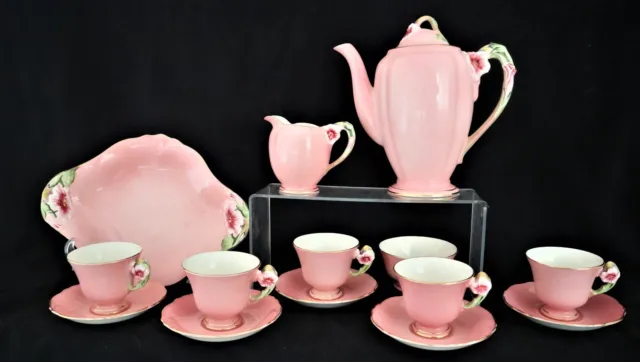 Royal Winton Grimwades, Petunia Pink, jug, sugar bowl, Cups, saucers coffee pot,