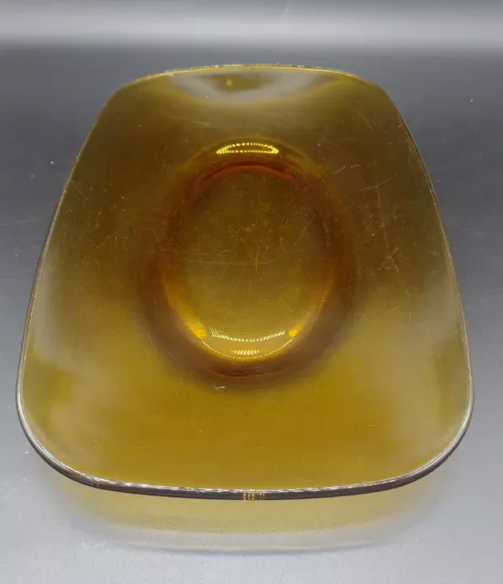 Vintage MCM Amber Glass Serving Platter Stamped "Vereco France" 14-1/8" x 8-3/4"