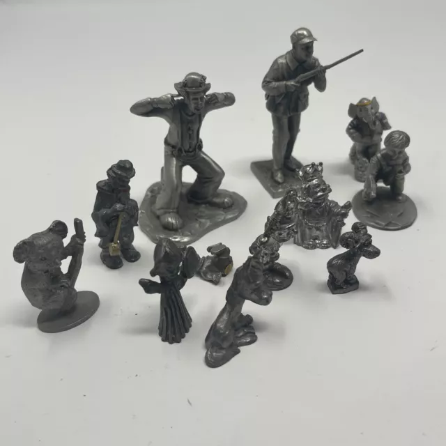 12 pc Lot Pewter Figurines Hudson Spoontiques Miniatures 1980’s