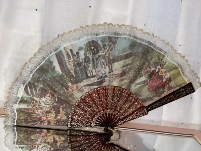 Ventola a mano intrecciata modello flamenco spagnolo vintage