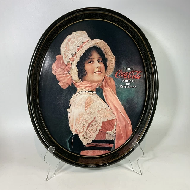 Vintage 1972 DRINK COCA-COLA Advertising Metal Oval Serving Tray 1914 BETTY GIRL