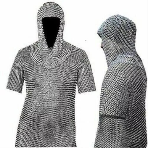 Aluminio Cadena Correo Camisa Empalmado Haubergeon Vikingo Medieval Armor