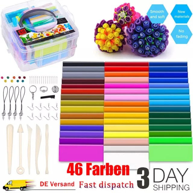 46 Farben Polymer Ton Clay Ofen Soft Modellierung Knete Modelliermasse tool Kit