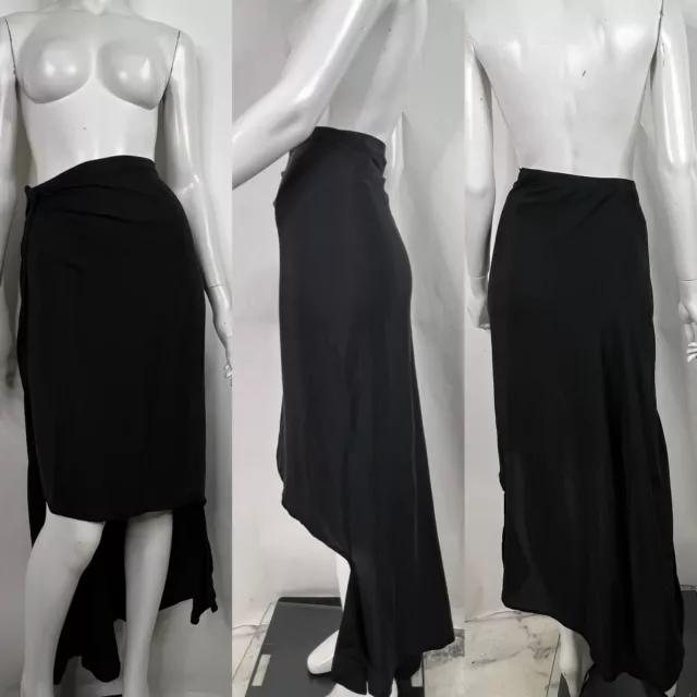 Vtg Yohji Yamamoto Ss2001 Black Silk Skirt Jp2