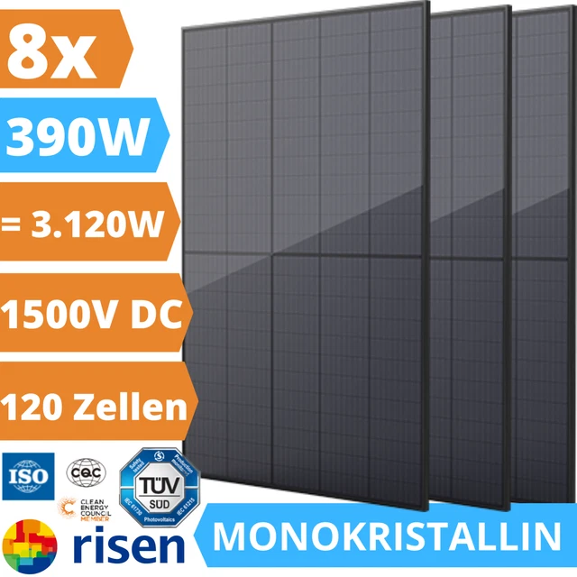 8X SOLAR SYSTEM solar panel solar module photovoltaics 390W mono solar ...