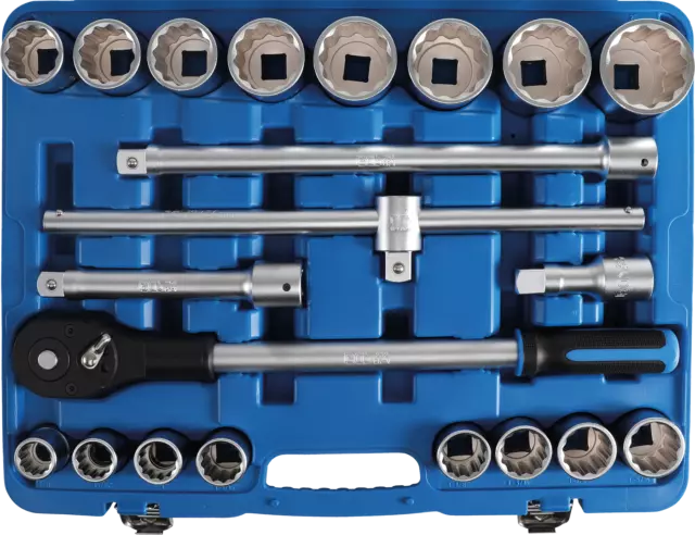 BGS Germany 21-pc Reversible Ratchet Wrench 12-Point 3/4"Drive Socket Set AF SAE