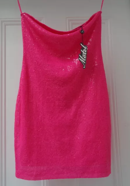 Motel Rocks Auster Paris Pink Sequin Bandeau Mini Dress XL UK14-16