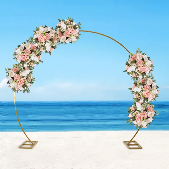 Gold Round Metal Wedding Arch Frame Garden Arbor Party Flowers Backdrop Stand