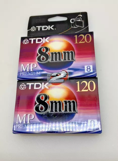 2 Pack TDK MP Premium 120 Min 8mm CAMCORDER Video CASSETTE Tapes NEW Sealed