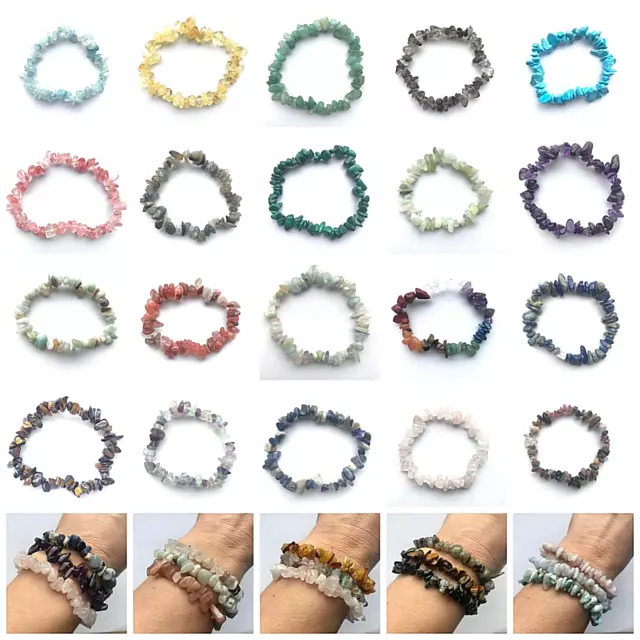 Crystal Gemstone Stretch Bracelet Natural Stone Chip BUY 2 GET 1 FREE!