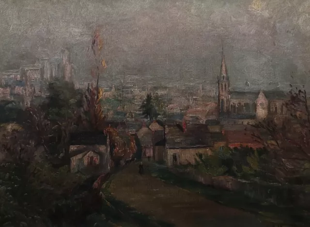 Tableau Signé P Maurice Paysage Urbain France? Benelux? Église Cathédrale Rgmuc