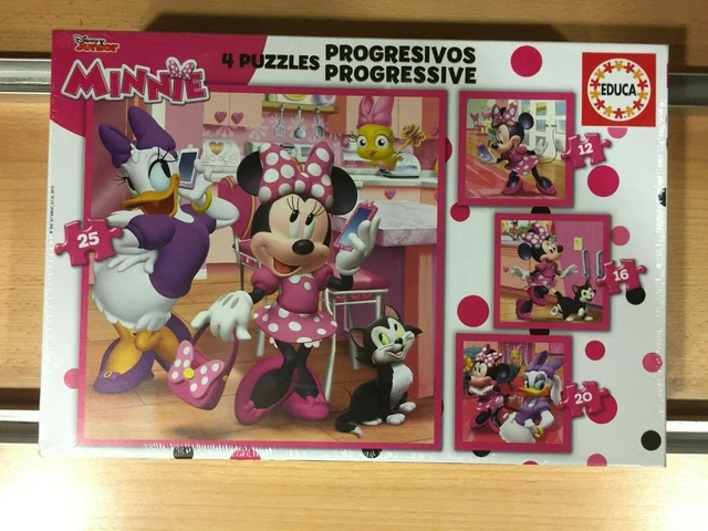 EDUCA 4 PUZZLE Progressiva 12-16-20-25 Disney Minnie, REF.17630 EUR 10 ...