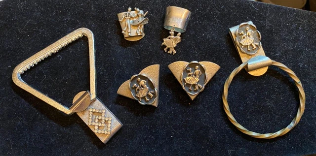 Mens square dancing accessories lot towel holder, bolo tie, shirt tips