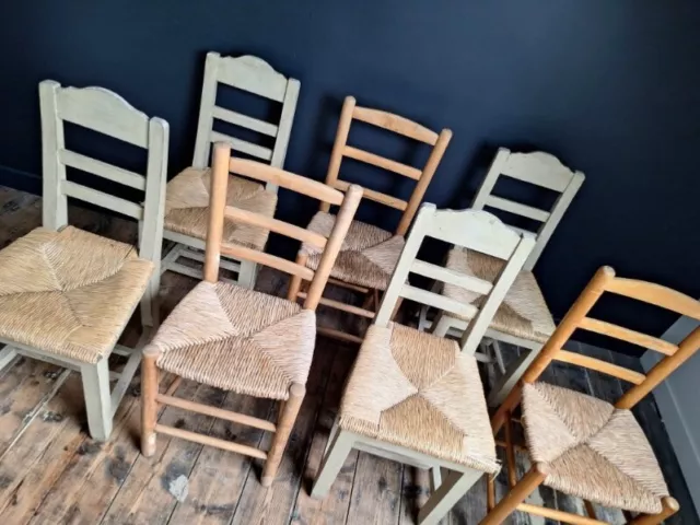 Chaises paillées vintage, meubles sièges anciens 70 euros pièce