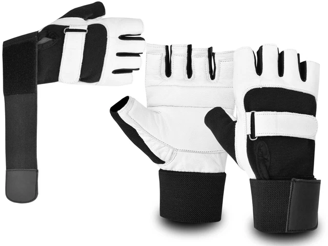 Half Finger Real Leather Weight Lifting Gloves Fitness Gym Training Workout
