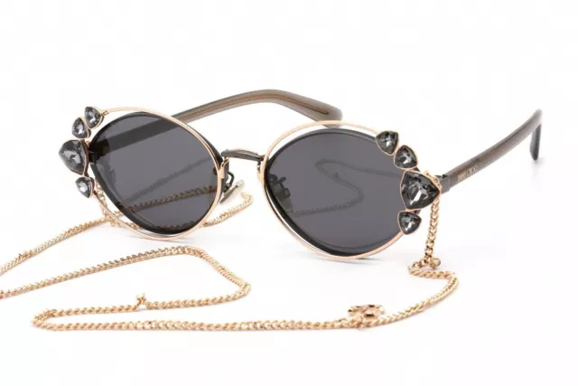 Jimmy Choo Chain Sunglasses Shine/S 2M2/1R Black Gold Gray Lens 58mm New