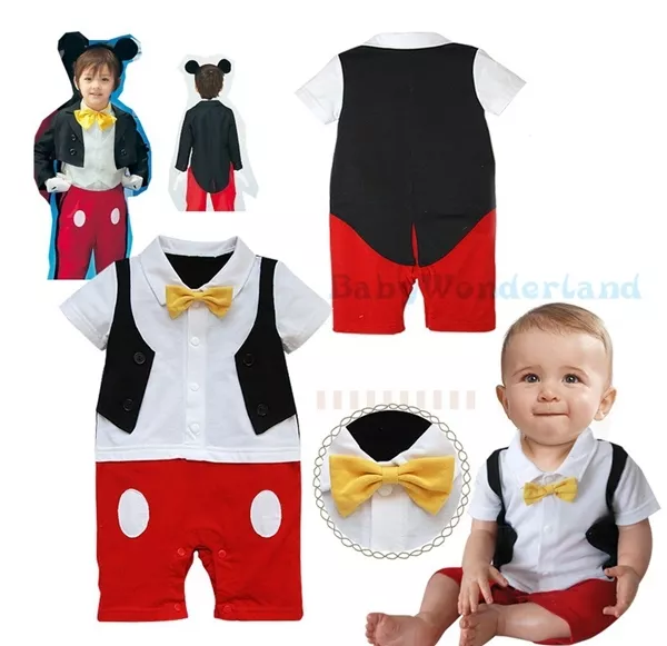 Baby Boys Cotton Mickey Mouse Costume Jumpsuit Romper One Piece Clothes 0-3Year