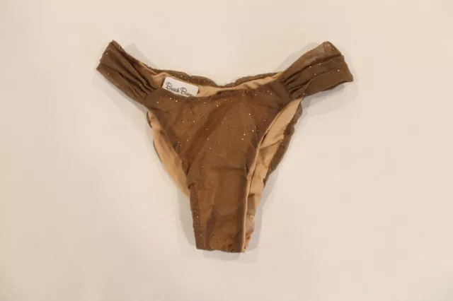 Beach Bunny Bronze Mesh overlay scrunch bikini bottoms Med