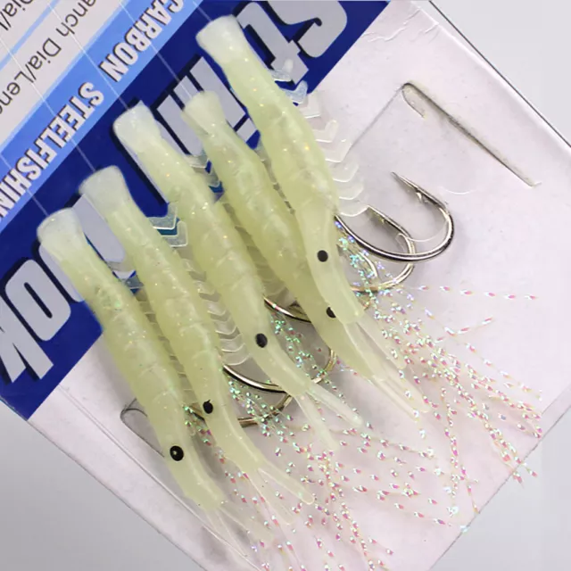 50PK Sabiki Bait Jigs Saltwater Lure Fish Skin Rigs Carbon Hook 1/2/3/4/5/6# 3