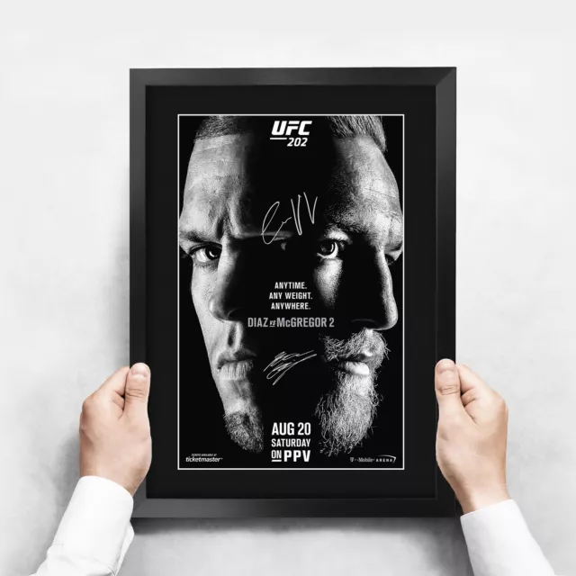 Poster UFC 202 A3 incorniciato Conor McGregor Nate Diaz autografo firmato per fan UFC 3
