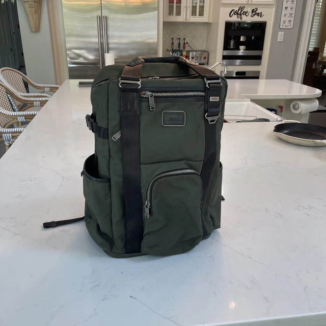 Tumi Alpha Bravo Nylon Lejeune Backpack Tote EUC, RARE GREEN COLOR!