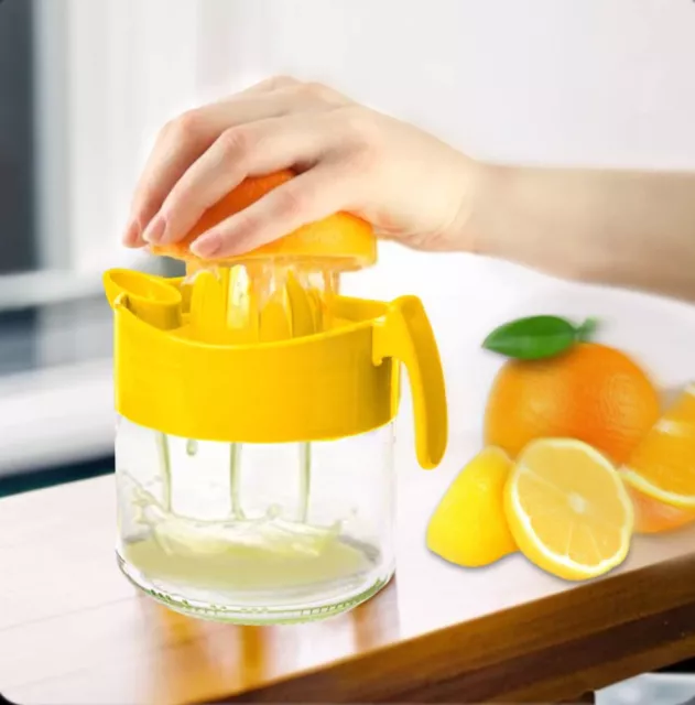 Glass Fruit Juicer Lemon Lime Orange Citrus Squeezer Hand Press Easy to Use