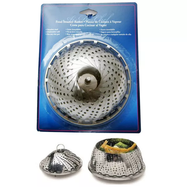 Collapsible Stainless Steal Food Steamer Basket Cooker Cooking Vegetable Kitchen