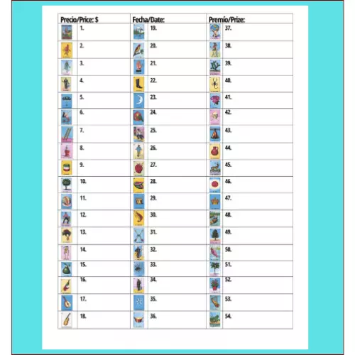 Large 1-54 Mexican-Loteria Notepad 50 Sheets