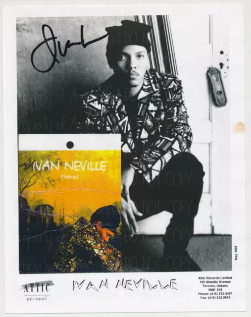 Ivan Neville-Original Signed Attic Records Thanks 8x10 Photo + Thanks Pass-1995