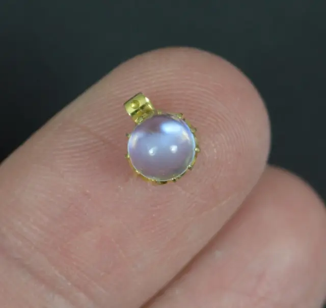 Sweet Edwardian 18 Carat Gold and Natural Moonstone Solitaire Charm Pendant