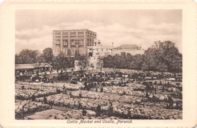 Norwich - Cattle Market & Castle ~ An Old "Valentine's" Postcard #224318