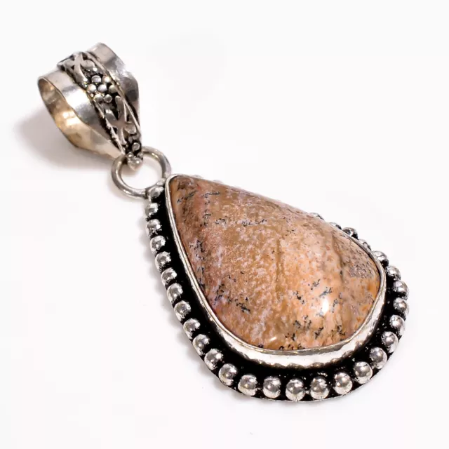 Picture Jasper Gemstone Pendant Handmade 925 Sterling Silver Indian Jewelry