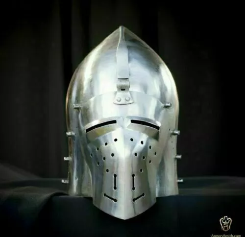 Médiéval Bascinet Valardil Casque Hounskull Larp Functional Knight 18 Steel...