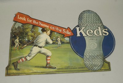 Original Circa 1920S Keds Sneakers Athletics Shoes Baseball Cardboard Store Sign