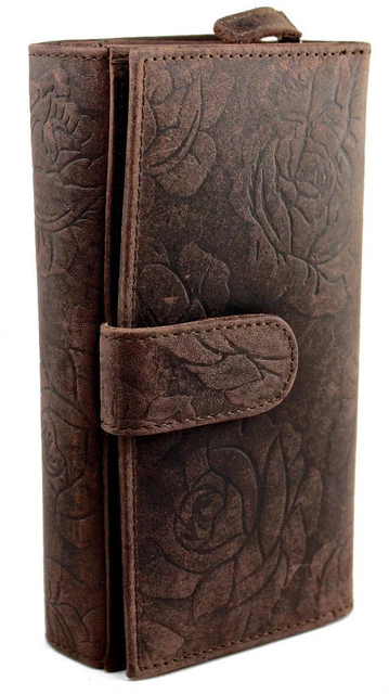 LEONARDO VERRELLI Damen - Geldbörse Echt Leder Portemonnaie RFID Schutz 13 X 10 X 4 Cm 3000285 (Braun