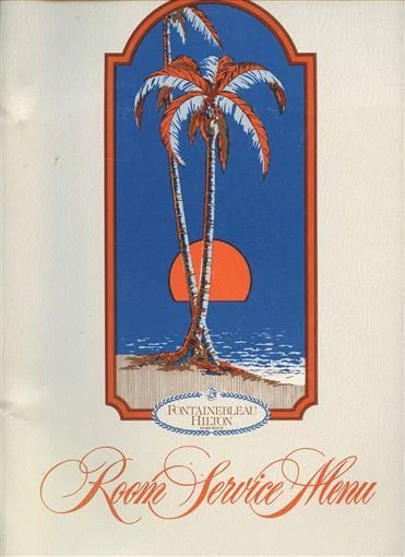 Fontainebleau Hilton Hotel Room Service Menu Miami Beach Florida 1978 TIKI