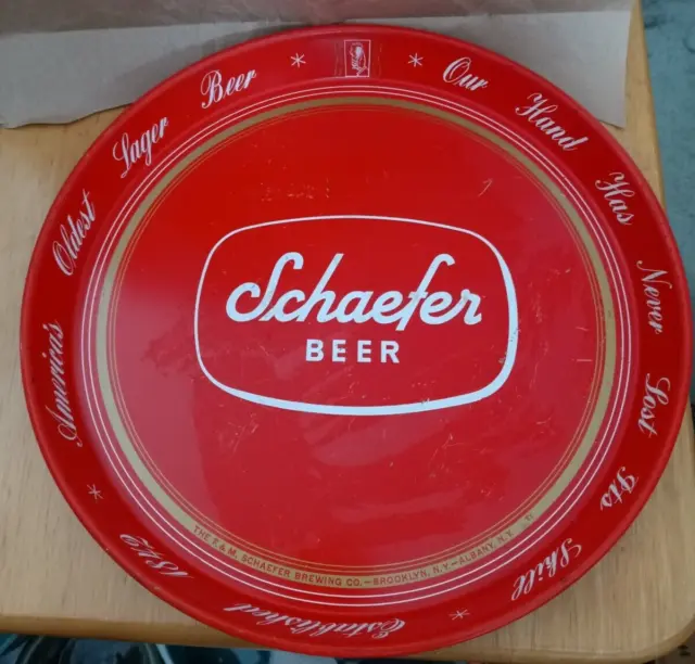 Red Schaefer Metal 12" Beer Tray-Vintage